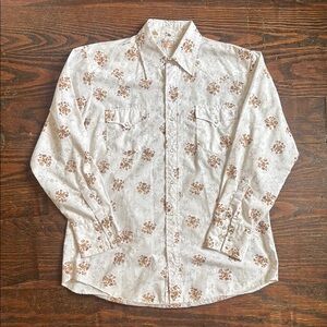 Vintage Western Fashions Floral Print Snap Men's Long Sleeve Shirt